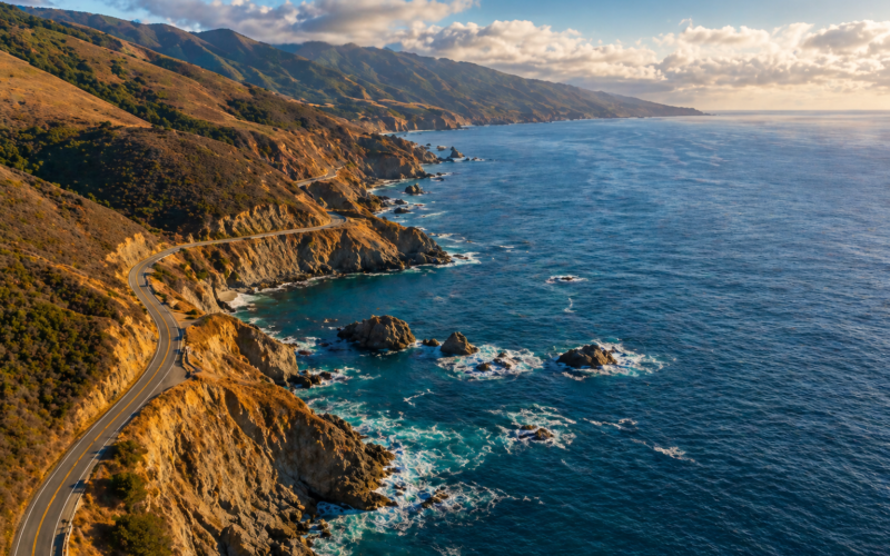 road trips california pacific coast highway ocean view Big Sur cliffs